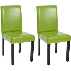 Esszimmerstuhl Littau 2er-Set, Kunstleder in Grün mit dunklen Beinen - Stühle für Esszimmer, modernes Design mit hoher Rückenlehne und bequemer Polsterung, ideal für langen Sitzkomfort und stilvolle Akzente in jedem Raum.
