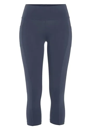 VIVANCE Caprileggings blau Größe 44/46 - Stoffhosen mit breitem Komfortbund und praktischen seitlichen Eingrifftaschen, ideal für Sport und Freizeit. Bequeme Stretchqualität aus Baumwolle für perfekten Sitz.
