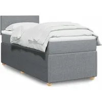 vidaXL Boxspringbett mit Matratze Hellgrau 80x200 cm - Gemütliches Boxspringbett mit Taschenfederkernmatratze für optimalen Schlafkomfort. Inklusive anpassbarer LED-Beleuchtung für ein individuelles Ambiente.