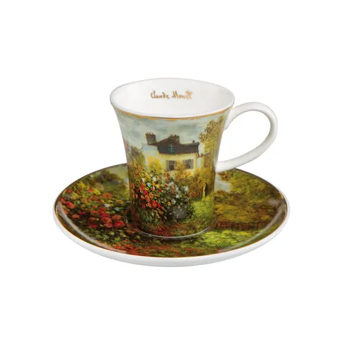 Goebel Claude Monet Espressotasse mit Untertasse - Künstlerhaus aus Fine Bone China - Elegante Espressotasse mit Untertasse aus der Claude Monet Kollektion, handgefertigt aus Fine Bone China mit Echtgold-Auflage, ideal als Geschenk.