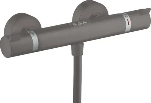 hansgrohe Ecostat Comfort Duschthermostat - Brushed Black Chrome - Badewannen- & Duschsysteme mit SafetyStop für maximale Sicherheit und zuverlässiger Temperaturkontrolle. Stilvolle gebürstete Oberfläche in Schwarz-Chrom für ein modernes Bad.