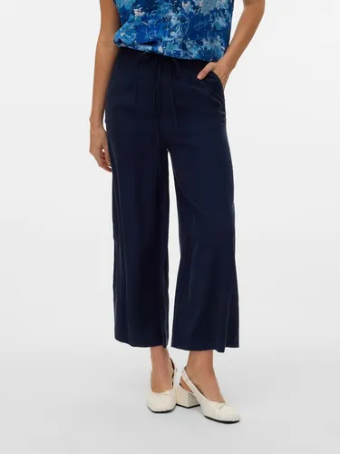 Vero Moda Culotte VMTANYA HW 7/8 WIDE PANTS - Stoffhosen, modische Sommerhose in Navy Blazer mit elastischem Bund für optimalen Tragekomfort und relaxed fit.