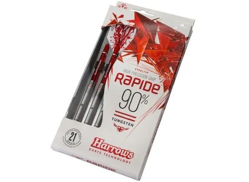 Harrows Unisex-Adult Rapide Dart Steel 21g - Präzision und Stil - Steel-Dartpfeile aus 90% Tungsten für optimale Wurfgenauigkeit und ein ansprechendes Design in Weiß/Rot.