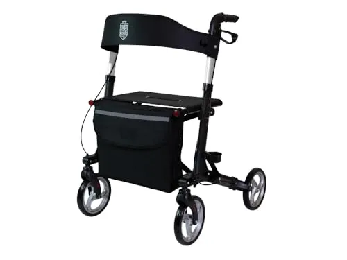 Leichter Rollator mit Gummireifen, Sitz und Tasche
