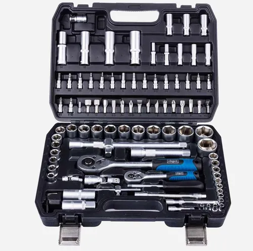 Scheppach Bit- und Steckschlüsselset TB97 – 94-teilig - Praktisches 94-teiliges Bit- und Steckschlüsselset im robusten Werkzeugkoffer für vielseitige Anwendungen, ideal für Heimwerker und Profis.