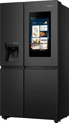 Hisense RS9P628GPFE - Smart Side-by-Side Kühlschrank mit 200€ Cash Back - Side-by-Side Kühlschrank mit 21-Zoll-Smart-Screen für vernetztes Kochen, integriertem Eis- und Wasserspender und Fotowand-Funktion für persönliche Erinnerungen.