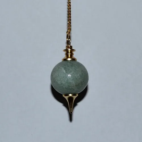 Kugel Pendel mit AVENTURIN GRÜN Edelstein Messing vergoldet