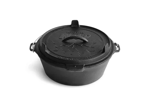 BURNHARD Grilltopf Gusseisen John 5,6 L - Grilltopf aus Gusseisen für perfekte Grill- und Koch-Ergebnisse, inkl. Deckelheber und ideal für vielseitige Rezepte im Freien oder zu Hause.