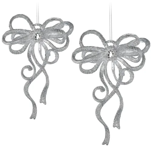 2x Christbaumschmuck in Schleifenform - Weihnachtsdeko in festlichen Farben