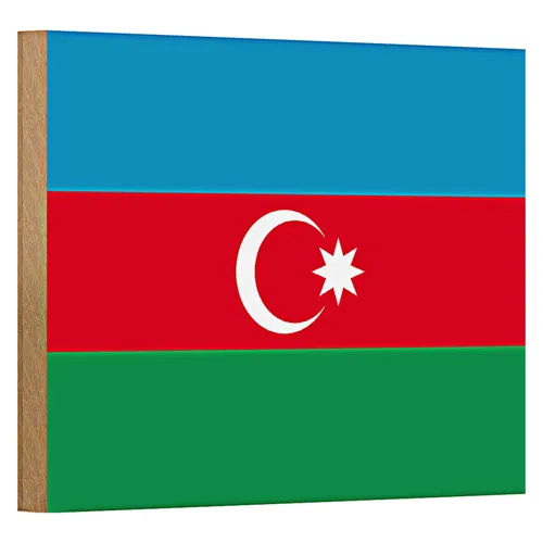 Holzschild Flagge Aserbaidschan 18x12cm Flag of Azerbaijan