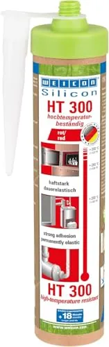 WEICON Green Tube Silicon HT 300 - Hochtemperaturkleber in Rot - Hochtemperaturkleber für vielseitige Anwendungen, ideal für Ofen- und Kaminsysteme, in nachhaltiger Kartusche für einfache Handhabung.