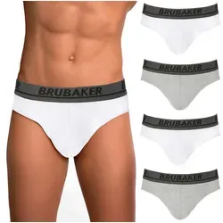 BRUBAKER Slip 4er Pack Herren Komfort Unterhosen mit elastischem Bund (Mehrfachpackung, 4-St., 4er-Pack) Männer Slips Stretch Unifarben Unterwäsche grau|schwarz|weiß XXL