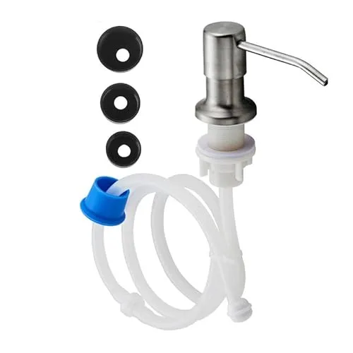 WANGCL Seifenspender für Küchenspüle, Edelstahl, Lotionspender mit 120 cm Silikonschlauch und 3 kompatiblen Flaschenverschlüssen für Zuhause, Küche, Badezimmer, silberfarben