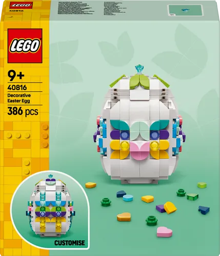 LEGO Verziertes Osterei Set 40816 - LEGO Komplettset mit 386 Teilen, ideal für kreative Osternester. Limitierte Auflage für Sammler und Fans, ab 9 Jahren.