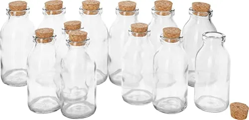 VBS XXL Glasflaschen 12 Stück 130ml 5x10cm mit Korkverschluss kleine Flaschen zum Befüllen