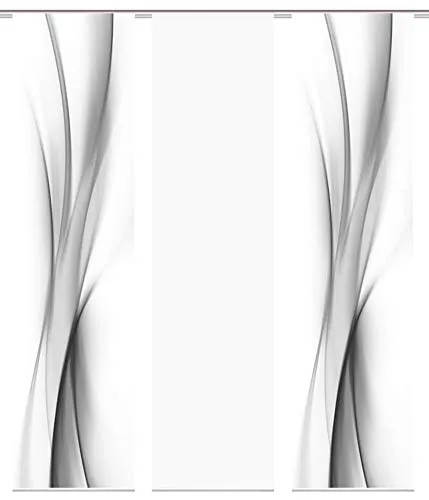 wohnfuehlidee 3er-Set Flächenvorhang | Deko Blickdicht | UFA | Höhe 245 cm | 2X Dessin /1x Uni transparent | Fb. grau/weiß