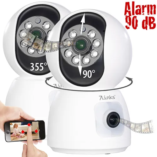 7links 2er-Set Dual-Linsen-WLAN-Kameras, Full HD, Farb-Nachtsicht, Tracking
