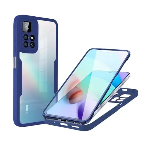 betterfon 360 Grad Hülle Kompatibel mit Xiaomi Redmi 10 | Handyhülle mit eingebautem Displayschutz für Redmi 10 | Blau