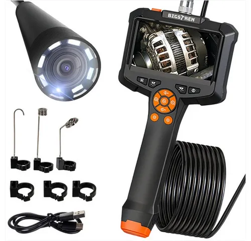 BIGSTREN Endoskop 5 m Kabelkamera Inspektionskamera (Full HD, Bildschirm, kabellos, präzise Diagnose in Rohren, Motoren und schwer erreichbaren Bereichen)