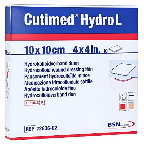Cutimed Hydro L Hydrok.ver.10x10cm dünn - Arzneimittel, dünne Hydrogel-Wundauflage zur optimalen Wundheilung und Schmerzlinderung, ideal für empfindliche Haut.