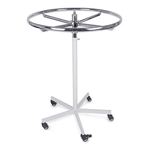 Konfektions Rundständer rollbar höhenverstellbar 110-175cm Sternenfuß weiß Neuware, sehr gut erhaltener Ring Ø85cm verchromt - Kleiderständer stabil, Garderobenständer, Rollständer