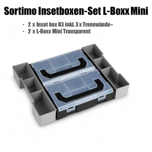 InsetBoxen L-Boxx mini Transparent für SystemKoffer - Praktische InsetBox für die L-BOXX 102. Ideal für die übersichtliche Aufbewahrung von Werkzeugen und Zubehör. Robuste Qualität aus Deutschland.