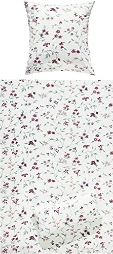 REDBEST Bettwäsche Single-Jersey aubergine-Mauve Größe 1x 155x200 cm + 1x 80x80 cm