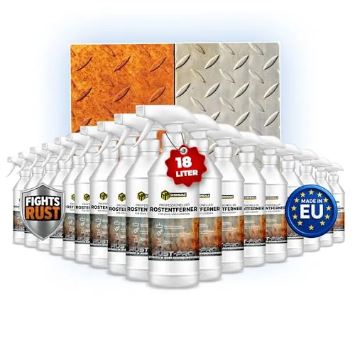 MRM CHEMICALS - Rostumwandler & Rostentferner Spray 18 x 1L – Für Metall, Stahl & Gusseisen – Rostschutz & Korrosionsschutz mit Phosphorsäure – Auto, Boot, Schiff, Fahrradkette, Werkzeug