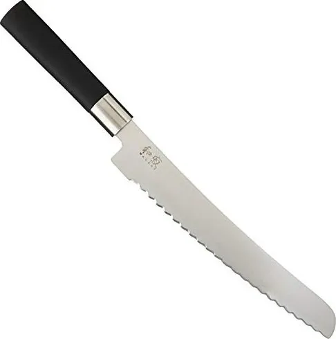 KAI Wasabi Black Brotmesser 6723B - Küchenmesser mit polierter Edelstahl-Klinge, ideal zum Schneiden von Brot und Obst. Der antibakterielle Griff aus Bambuspuder bietet optimale Hygiene und ein fernöstliches Flair in Ihrer Küche.