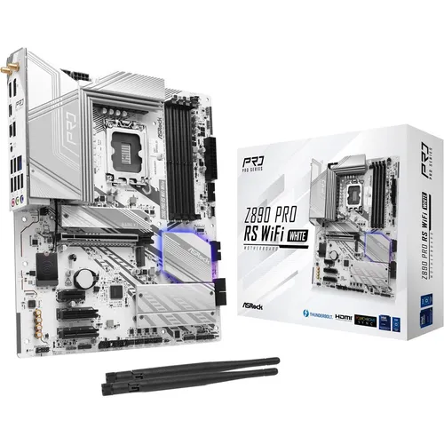 ASRock Z890 Pro RS WiFi White Mainboard - Intel Z890 Chipsatz, 4x DDR5 Unterstützung und ATX Formfaktor für hohe Leistung