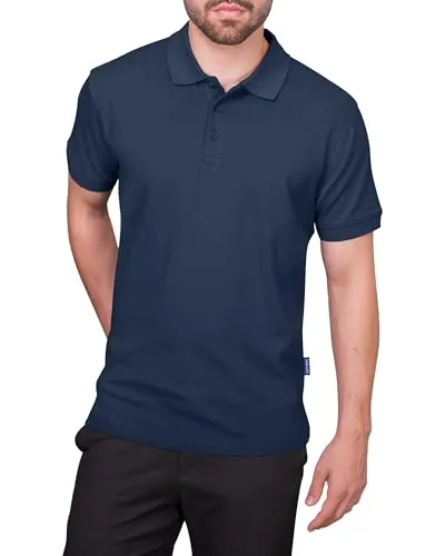 HRM Premium Polo Shirt 100% Baumwolle, navy, Gr. 2XL - Langlebig & pflegeleicht - Modisches Herren Poloshirt aus robustem Piqué, ideal für den täglichen Einsatz. Waschbar bis 60°C und mit verstärkten Seitenschlitzen für hohen Tragekomfort. Perfekt für Indoor- und Outdoor-Aktivitäten.