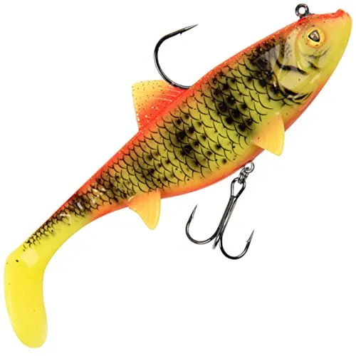 Fox Rage Replicant Wobble - Gummifisch Swimbait, Farbe:Bright Perch UV, Länge/Gewicht:14cm - 55g