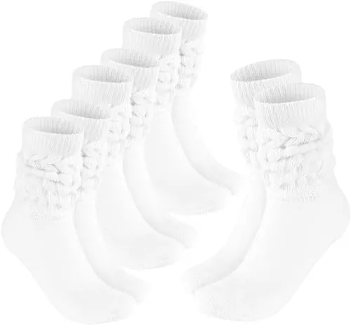 BRUBAKER 4 Paar Slouch Socken - Damen Schoppersocken für Fitness, Yoga, Workout, Gymnastik und Wellness - Knit Sportsocken für Frauen - Weiß Größe 35-38