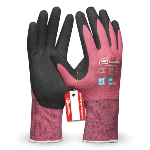 Gebol Master Flex Lady Arbeitshandschuhe, Gr. 8/M, Nitril-Grip, Damen | Für Werkstatt, Bau & Industrie, sicherer Halt bei jedem Griff, feines Tastgefühl, angenehme Passform, elastischer Bund