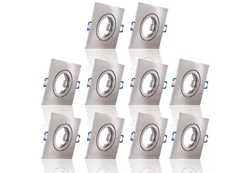 Maxkomfort Einbauleuchte Einbauspot 5102 - Eckiger Feuchtraum Einbaustrahler IP44, ideal für Badezimmer. Mit robustem Aluminium und Glas, Durchmesser 90x90mm, für GU10 Leuchtmittel geeignet.