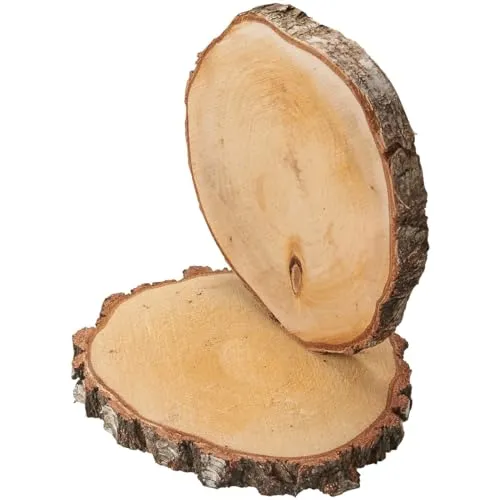 Große Holzscheiben zum Basteln oder Dekorieren - 2 Stück naturbelassene Baumscheiben ca. 35 cm (33 - 37 cm) Durchmesser aus Birkenholz - runde Holz Birkenscheiben als Holzdeko Holzplatten