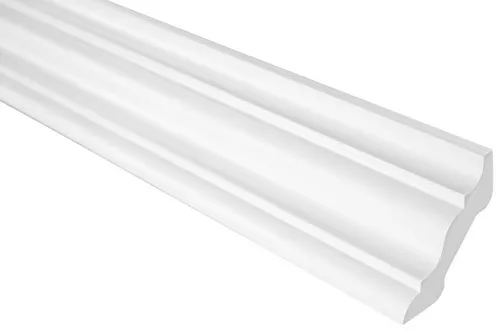 Hexim Stuckleiste P827, 2 Meter / 1 Leiste, Stuckleisten Decke modern, PU Hartschaum weiß - 2m Deckenleisten glatt Rahmenleisten Deckenstuck zum kleben (2 Meter)