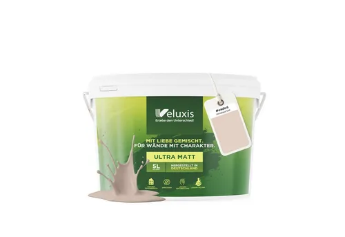 Veluxis® Wandfarbe Beige - 5 Liter, tropfarm & geruchsarm, hochwertige Innenfarbe - Entdecken Sie die elegante Veluxis® Wandfarbe Beige für stilvolle Innenräume. Die matte, geruchsarme Farbe überzeugt mit hoher Deckkraft und ist leicht aufzutragen – ideal für ein perfektes Ergebnis ohne Malerfahrung.