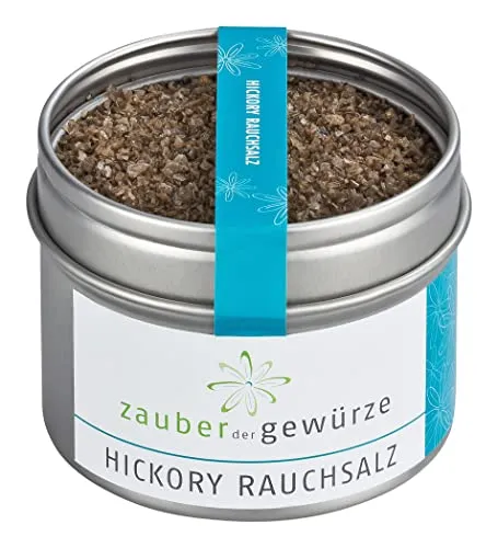 Zauber der Gewürze Hickory Rauchsalz - geräuchertes Salz für Portobello-Pilze, Gemüse, Tofu oder Ei, in Gourmet-Qualität und wiederverschließbarer Aroma-Dose, 130 g