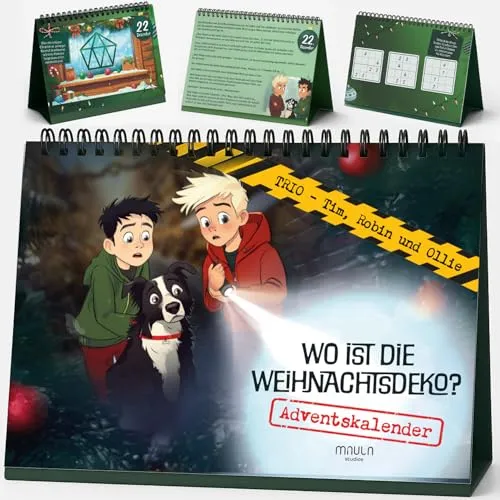 Adventskalender Kinder 2025 – Detektiv-Trio: Wo ist die Weihnachtsdeko – Rätsel Adventskalender für Jungen & Mädchen – spannende Geschichte mit 24 täglichen Rätseln ab 8 Jahren