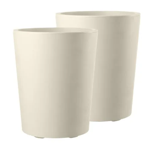 Kreher 2er Set XL Pflanzkübel 'Millennium' in verschiedenen Farben - Elegante Pflanzkübel für Garten und Balkon: robustes, UV-beständiges Material in stilvoller Naturstein-Optik. Ideal für Blumen und Pflanzen, mit integriertem Wasserspeicher. Erhältlich in Anthrazit, Grau, Creme Weiß oder Braun.