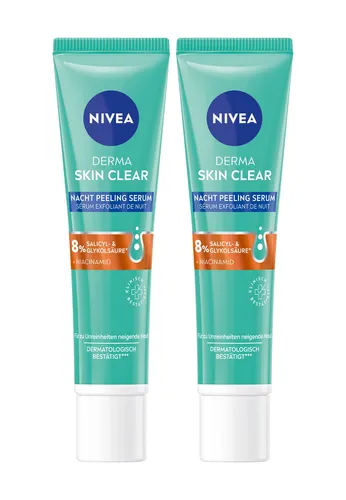 Produktbild NIVEA Derma Skin Clear Nacht Peeling Serum Nachtpflege mit Niacinamid 2 x 40ml