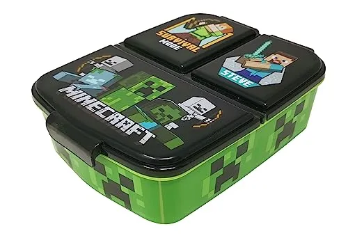 Theonoi Kinder Brotdose Minecraft – Lunchbox mit Fächern & Unterteilung, BPA-frei, Sandwichbox für Schule & Kindergarten
