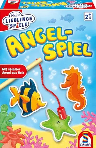 Schmidt Spiele Angelspiel 40595 - Gesellschaftsspiel für 2-4 Spieler, fördert Geschicklichkeit und Sprachentwicklung in Deutsch, Französisch, Italienisch und Englisch.