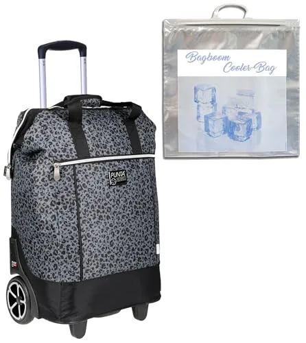 Punta Big Wheel Einkaufsroller mit Thermotasche (Leopard Grau Schwarz 0127)