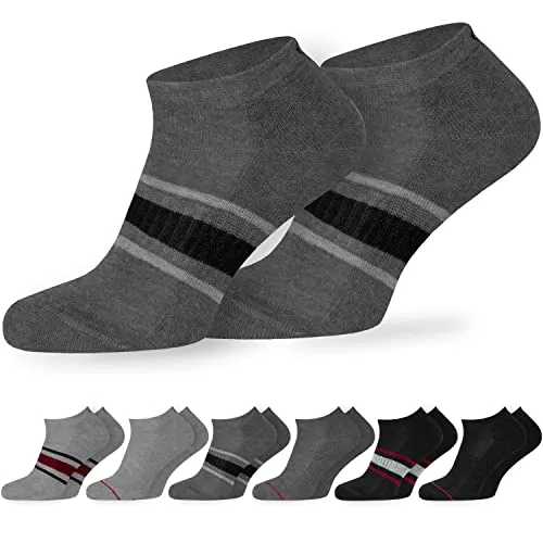 OCERA Retro Tennis Sneaker Socken für Damen & Herren – 6 Paar Sport Socken mit Hohem Baumwollanteil, Ideal für Sport & Freizeit grau 39-42