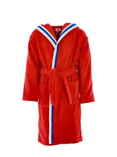 FC Bayern München Kinder Bademantel Rot 116 - Stylischer FC Bayern München Kinder Bademantel in Rot, aus 100% Baumwolle, mit gesticktem Logo für kleine Fans. Ideal für gemütliche Stunden nach dem Baden.