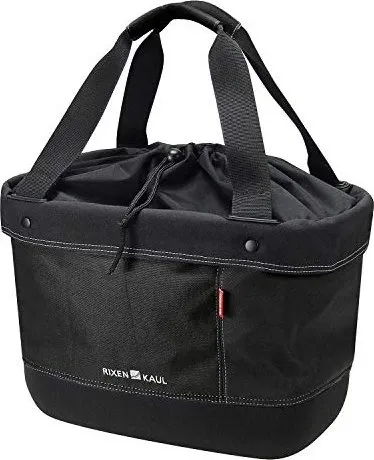 KLICKfix Fahrrad-Lenkertasche Shopper Alingo Schwarz - Fahrradtaschen, faltbare Lenkertasche mit 17 L Volumen, ideal für den Einkauf oder Ausflüge, robustes Nylonmaterial in elegantem Schwarz.