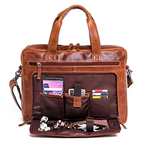 ALMADIH Leder Laptoptasche BRUNO antik in braun von Almadih