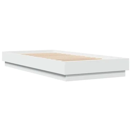 Bettgestell Weiß 90x200 cm aus Holzwerkstoff - Elegantes Bettgestell für erholsamen Schlaf. Robuste Sperrholzlatten sorgen für optimale Gewichtsverteilung und Stabilität. Ideal für jedes Schlafzimmer.